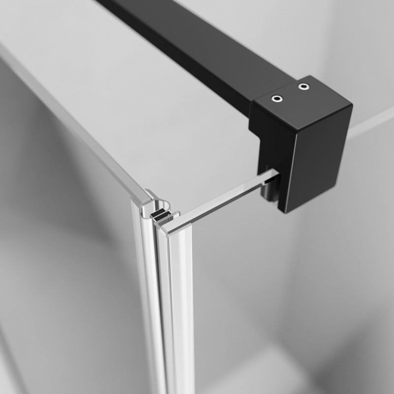 Radaway Nes 8 Black KDJ Frame kabina prostokątna 100x80 drzwi wahadłowe PRAWE 80 i ścianka 100 czarny przeźroczyste Easy Clean 10072080-54-56R + 10089100-54-56