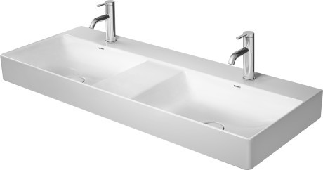 Duravit DuraSquare umywalka meblowa podwójna bez przelewu z jednym otworem na baterię 120 cm biała 2353120041