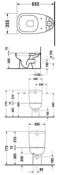 Duravit D-Code muszla stojąca typu kompakt HygieneGlaze biały alpin 21110920002