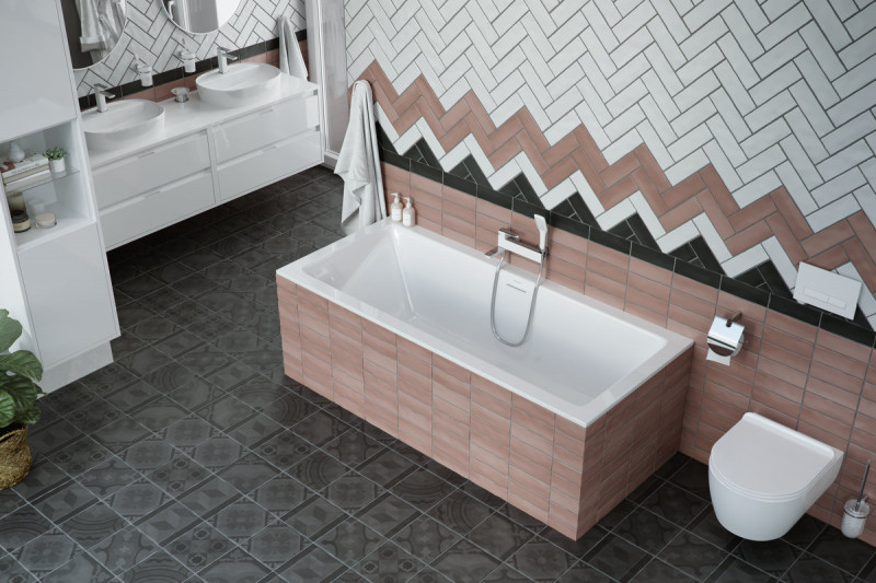 Excellent Heaven Slim wanna prostokątna 170x75 z syfonem biały połysk i nogami WAEX.HEV17WHS + ARIN.FLOW.WH