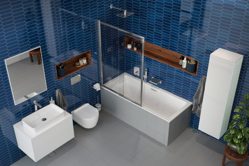 Excellent Heaven Slim wanna prostokątna 160x75 z syfonem chrom połysk i nogami WAEX.HEV16WHS + ARIN.FLOW.CR