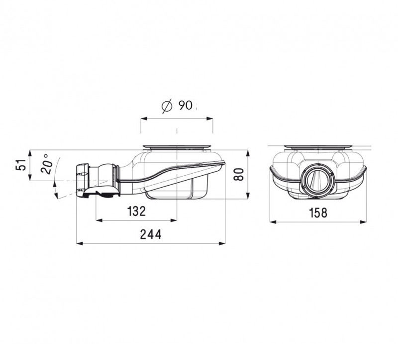 Excellent Fast syfon brodzikowy z podwyższonym przepływem 90mm bez pokrywy INEX.1918.90