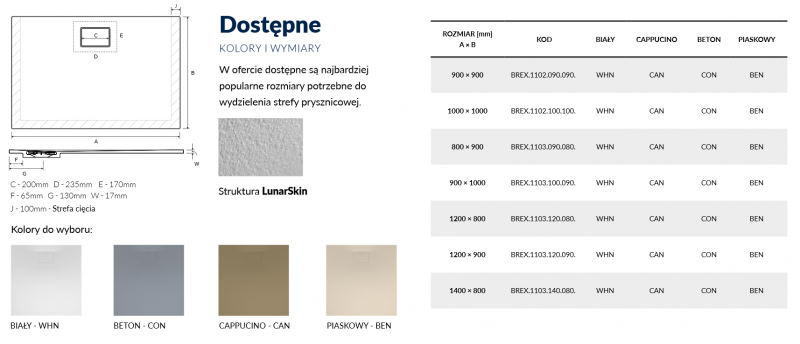 Excellent Lavano brodzik kwadratowy niski 100x100 kompozyt cappucino BREX.1102.100.100.CAN