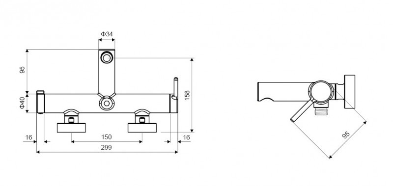 Excellent Pi bateria wannowa ścienna chrom połysk AREX.1205CR