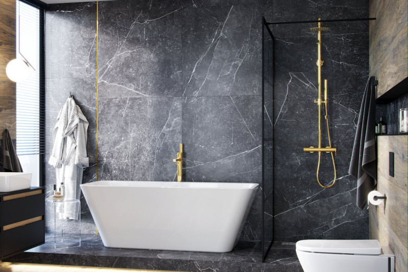 Excellent Pi zestaw prysznicowy z deszczownicą 20x20 złoty połysk AREX.1281GL