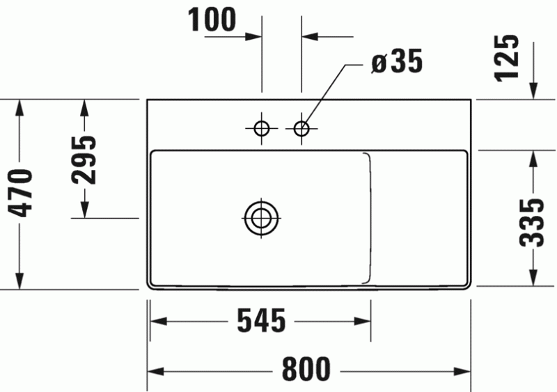 Duravit DuraSquare umywalka meblowa bez przelewu z otworem na baterię 80 cm biała 2348800041