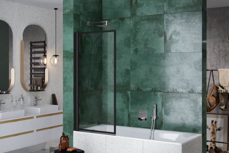 Excellent Fabrika parawan wannowy 73 cm L/P czarny matowy Clean Control KAEX.4030.730.LP