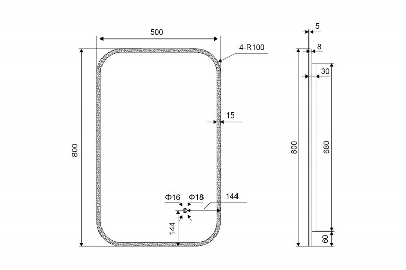 Excellent Lumiro lustro LED w ramie akrylowej prostokątne 80x50 DOEX.LU080.050.AC