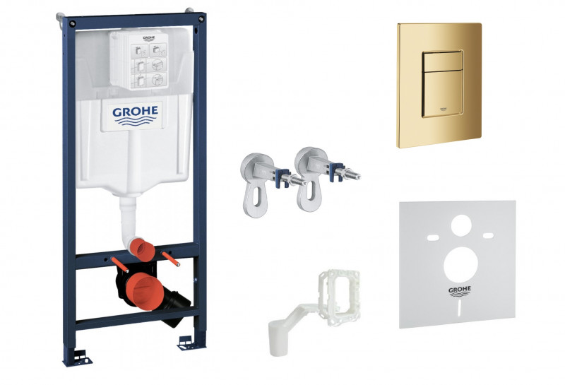 Grohe Rapid SL Fresh Skate Cosmopolitan stelaż podtynkowy do WC 5w1 kompletny z przyciskiem 38732GL0 Cool Sunrise złoty połysk