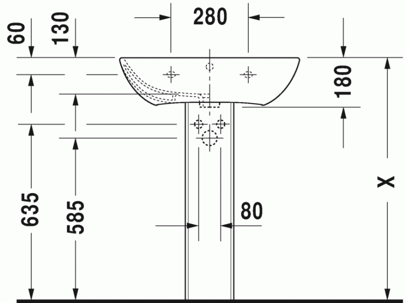 Duravit Me by Starck umywalka wisząca z przelewem, z jednym otworem 65 cm 65x49 biały satynowy mat 2335653200
