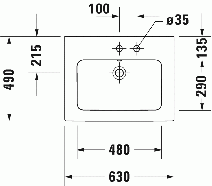 Duravit Me by Starck umywalka meblowa z przelewem, z jednym otworem pod baterię 63 cm 63x49 biały alpin 2336630000