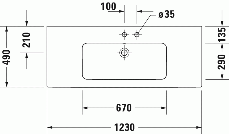 Duravit Me by Starck umywalka meblowa z przelewem, z jednym otworem pod baterię 123 cm 123x49 biały alpin 2336120000