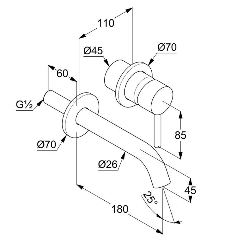 Kludi Bozz jednouchwytowa bateria umywalkowa podtynkowa wylewka 180mm chrom 382440576