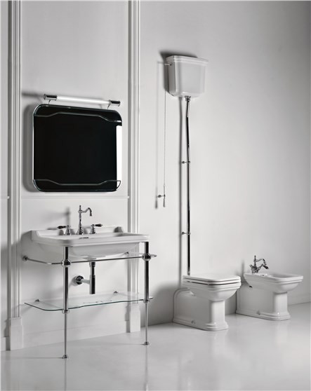 Kerasan Waldorf umywalka 80x55 cm retro biały złoty 4141K2