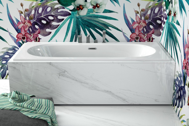 BESCO Vitae Slim+ wanna prostokątna z syfonem 150x75 cm akryl biały WAV-150-S+
