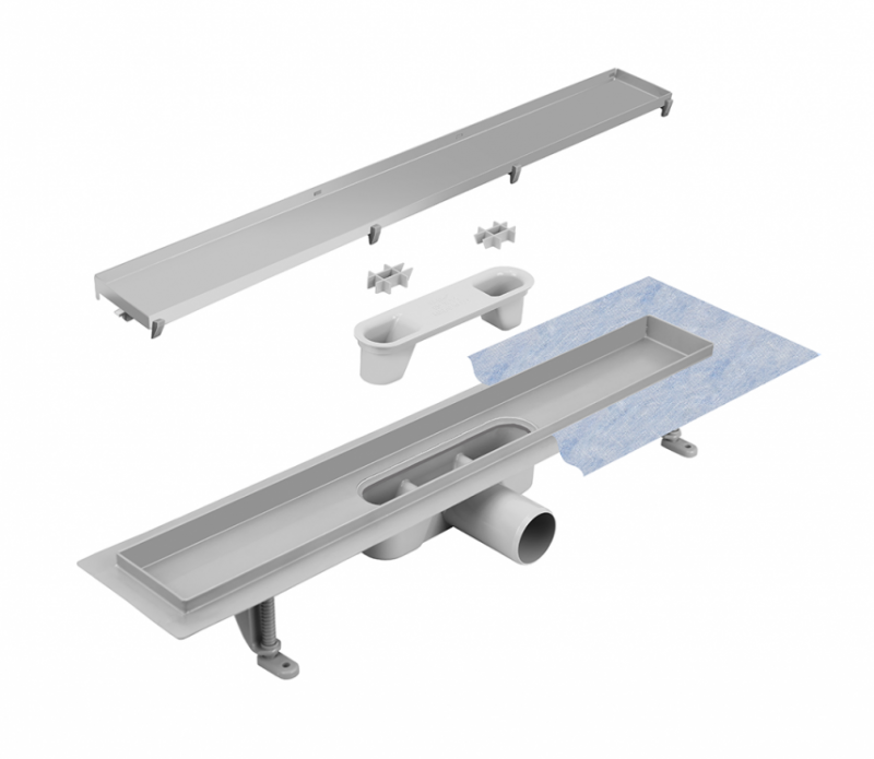 Besco Virgo Baisc odpływ liniowy 90 cm, wys. 5,7 cm ruszt 2w1 chrom szczotkowany OL-90-VB