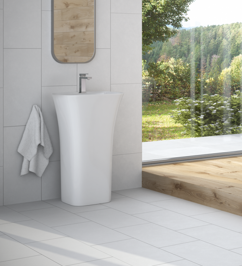 Besco Assos S-Line umywalka wolnostojąca 52x41 lany marmur biały UMD-AP-WO