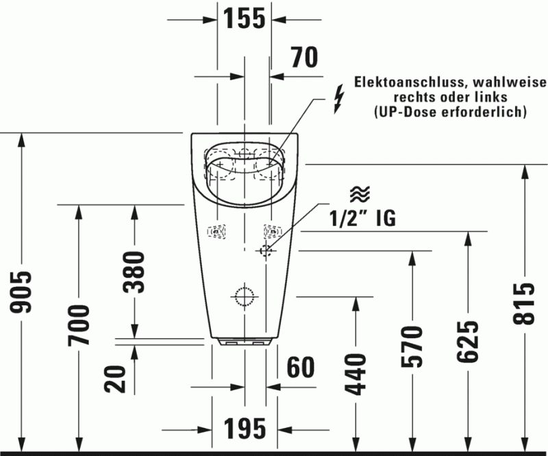 Duravit Me by Starck pisuar elektroniczny do zasilania elektrycznego bez muchy Rimless biały alpin 2809310093