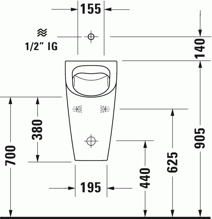 Duravit Me by Starck pisuar bez muchy dopływ z góry Rimless biały alpin 2815300000