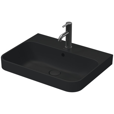 Duravit Happy D.2 umywalka stawiana na blat z przelewem, bez otworu na baterię 60x46 cm antracyt mat 2360601360