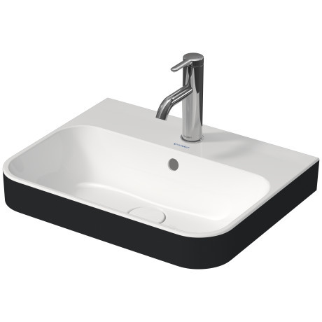 Duravit Happy D.2 umywalka stawiana na blat z przelewem, z otworem na baterię 50x40 cm antracyt mat / biały 2360506100