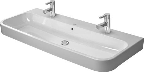 Duravit Happy D.2 umywalka meblowa 120cm 120x50 z dwoma otworami, z przelewem biały alpin 2318120024