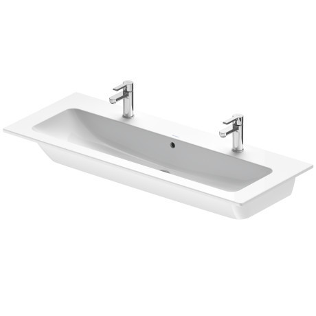Duravit Me by Starck umywalka meblowa z przelewem z dwoma otworami pod baterię 123 cm 123x49 biały satynowy mat 2361123224