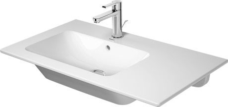 Duravit Me by Starck umywalka meblowa asymetryczna z przelewem, bez otworu, komora po lewej stronie 83 cm 83x49 biały alpin 2345830060