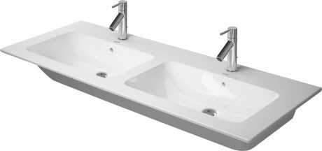 Duravit Me by Starck umywalka podwójna z przelewem, z  jednym otworem 130 cm 130x49 biały alpin 2336130000
