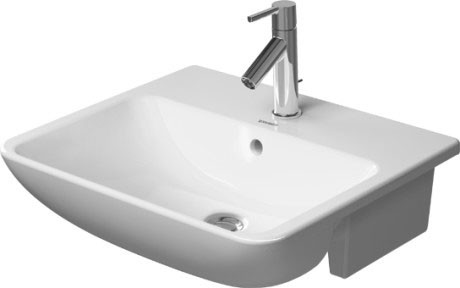 Duravit Me by Starck umywalka półblatowa, z przelewem, z jednym otworem 55 cm 55x45 biały alpin 0378550000