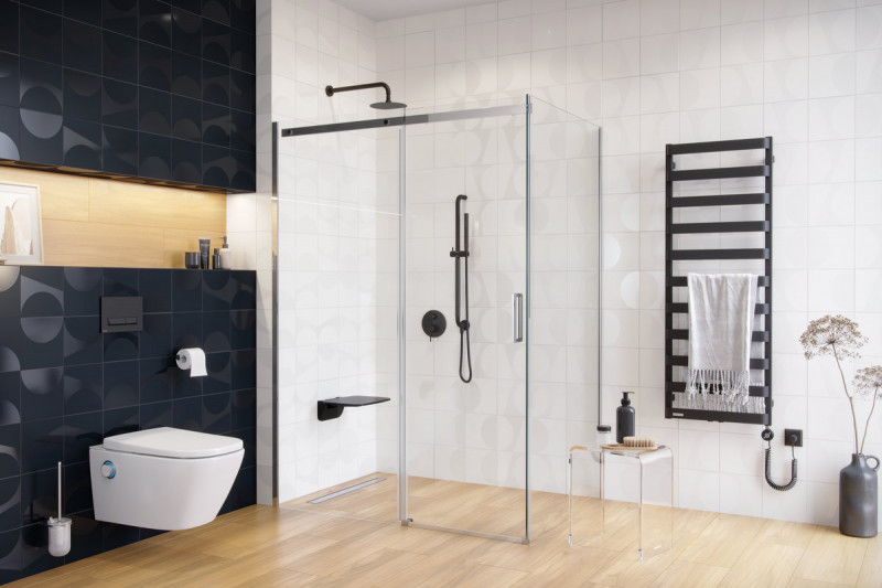 Excellent Hendi uchwyt łazienkowy z przyłączem wody i uchwytem na słuchawkę czarny mat DOEX.1875BL