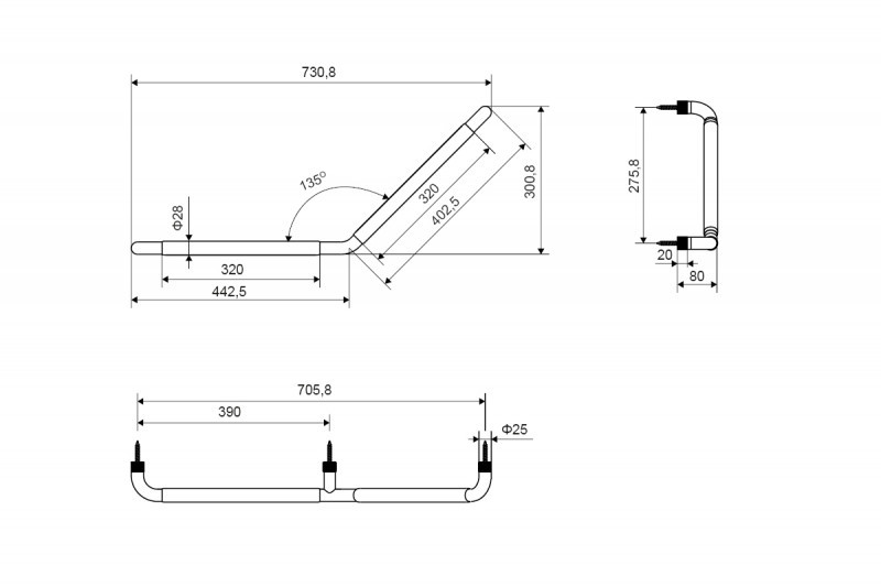 Excellent Hendi uchwyt łazienkowy kątowy czarny mat DOEX.1873BL
