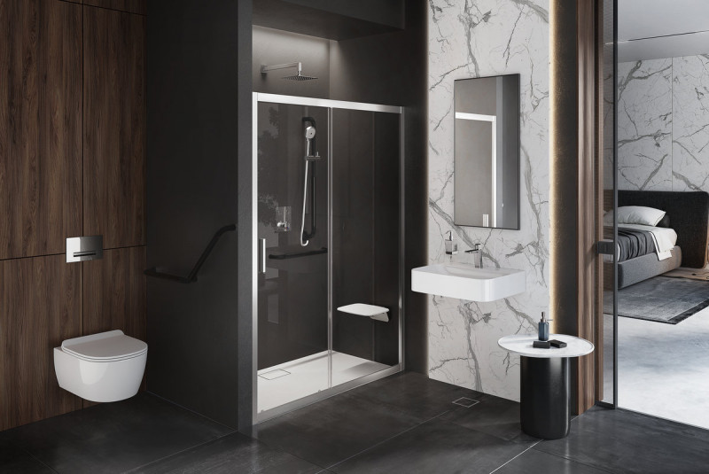 Excellent Hendi uchwyt łazienkowy z przyłączem wody i uchwytem na słuchawkę czarny mat DOEX.1875BL