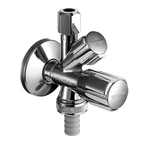 Schell kombinowany zawór przyłączeniowy do baterii i pralki/zmywarki 1/2x3/8 oraz 3/4 chrom 035510699