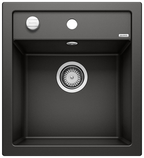Blanco Dalago 45 Silgranit PuraDur II zlewozmywak granitowy z korkiem automatycznym 1 komora kolor czarny 525869
