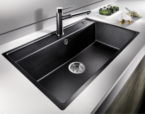 Blanco DALAGO 8  Silgranit PuraDur II zlewozmywak granitowy wpuszczany w blat z korkiem automatycznym 1 komora kolor czarny 525877