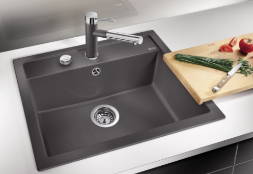 Blanco DALAGO 6 Silgranit PuraDur II zlewozmywak granitowy z korkiem automatycznym 1 komora kolor czarny 525873