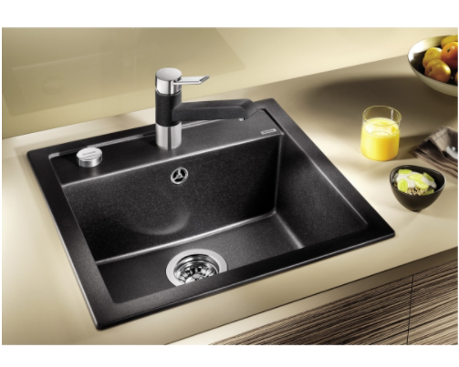 Blanco DALAGO 5 Silgranit PuraDur II zlewozmywak granitowy z korkiem automatycznym 1 komora kolor czarny 525871