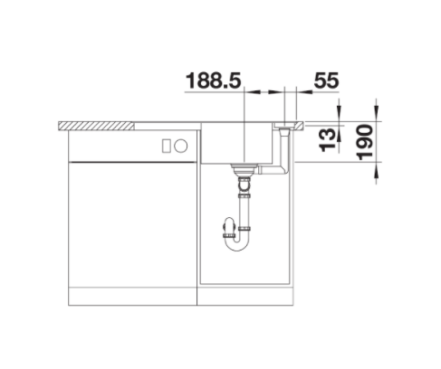 Blanco Axia III 45 S-F zlewozmywak 1 komora wpuszczana w blat, na równi z blatem z ociekaczem z drewnianą deską kolor czarny 525843