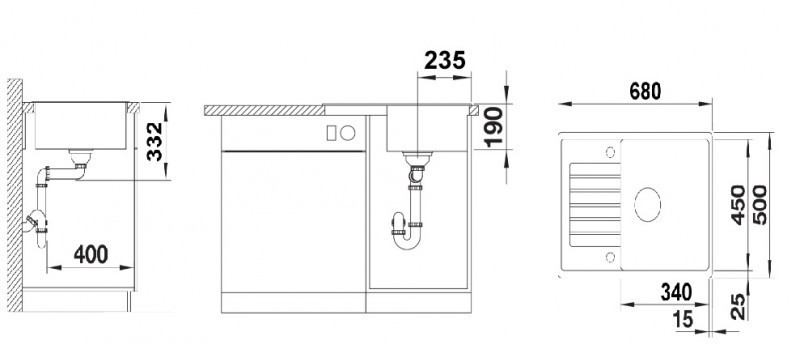 Blanco Zia 45 S Compact Silgranit PuraDur II zlewozmywak granitowy 1 komora z ociekaczem bez korka automatycznego kolor czarny 526009