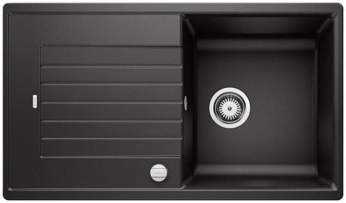 Blanco Zia 5 S Silgranit PuraDur II zlewozmywak granitowy 1 komora z ociekaczem, z korkiem automatycznym kolor czarny 526015
