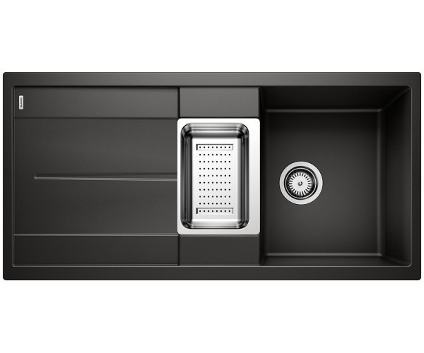 Blanco Metra 6 S Silgranit PuraDur II zlewozmywak granitowy 1,5 komory z ociekaczem z odsączarką kolor czarny 525926