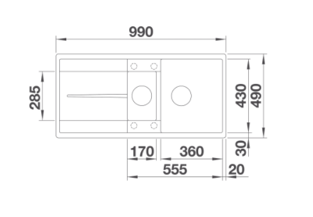 Blanco Metra 6 S-F Silgranit PuraDur II zlewozmywak granitowy wpuszczany w blat, na równi z blatem 1,5 komory z ociekaczem i odsączarką korek automatyczny kolor czarny 525929