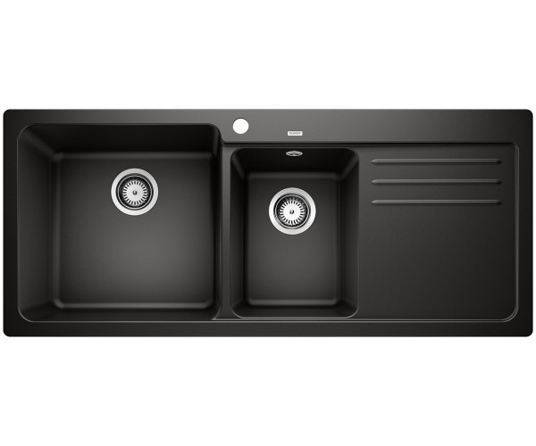 Blanco NAYA 8 S Silgranit PuraDur II zlewozmywak granitowy 2 komory z ociekaczem komora lewa kolor czarny 525945