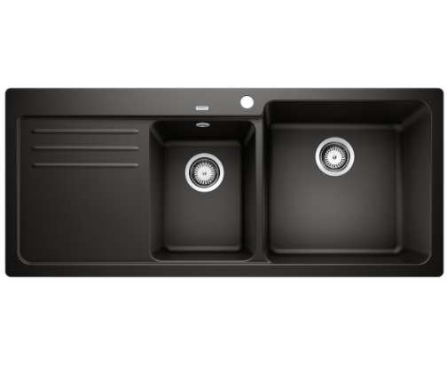 Blanco NAYA 8 S Silgranit PuraDur II zlewozmywak granitowy 2 komory z ociekaczem komora prawa kolor czarny 525946