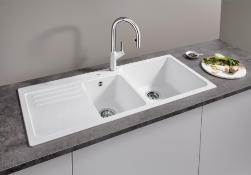 Blanco NAYA 8 S Silgranit PuraDur II zlewozmywak granitowy 2 komory z ociekaczem komora lewa kolor czarny 525945