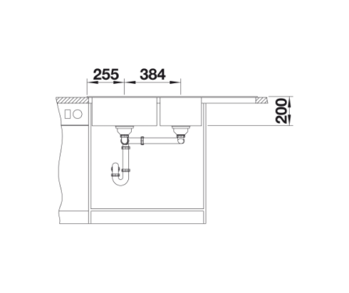 Blanco NAYA 8 S Silgranit PuraDur II zlewozmywak granitowy 2 komory z ociekaczem komora prawa kolor czarny 525946