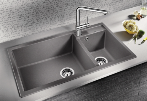 Blanco Metra 9 Silgranit PuraDur II zlewozmywak granitowy 2 komory z ociekaczem kolor czarny 525936