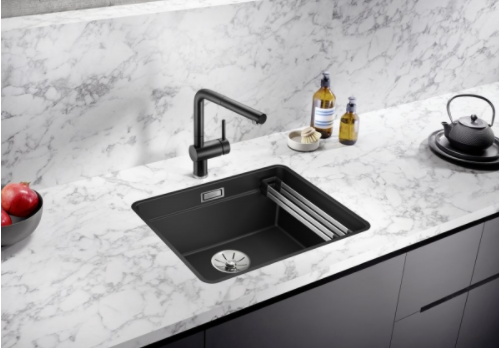 Blanco ETAGON 500-F zlewozmywak granitowy 1 komora wpuszczany w blat, na równi z blatem kolor czarny 526349