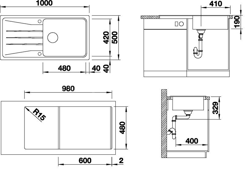 Blanco Sona XL 6 S zlewozmywak 1 komora wpuszczana w blat z ociekaczem bez korka automatycznego granit kolor czarny 525977